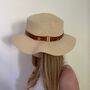 Personalised Initial Faux Leather Monogram Beach Summer Sun Hat Straw Hat, thumbnail 2 of 3