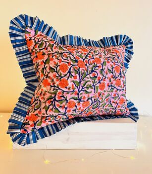 Quilted Indian Blockprint Cushion, 3 of 3