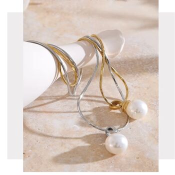 Monaco D’or Pearl Gold Pearl Cream Rim Ball Necklace, 2 of 3