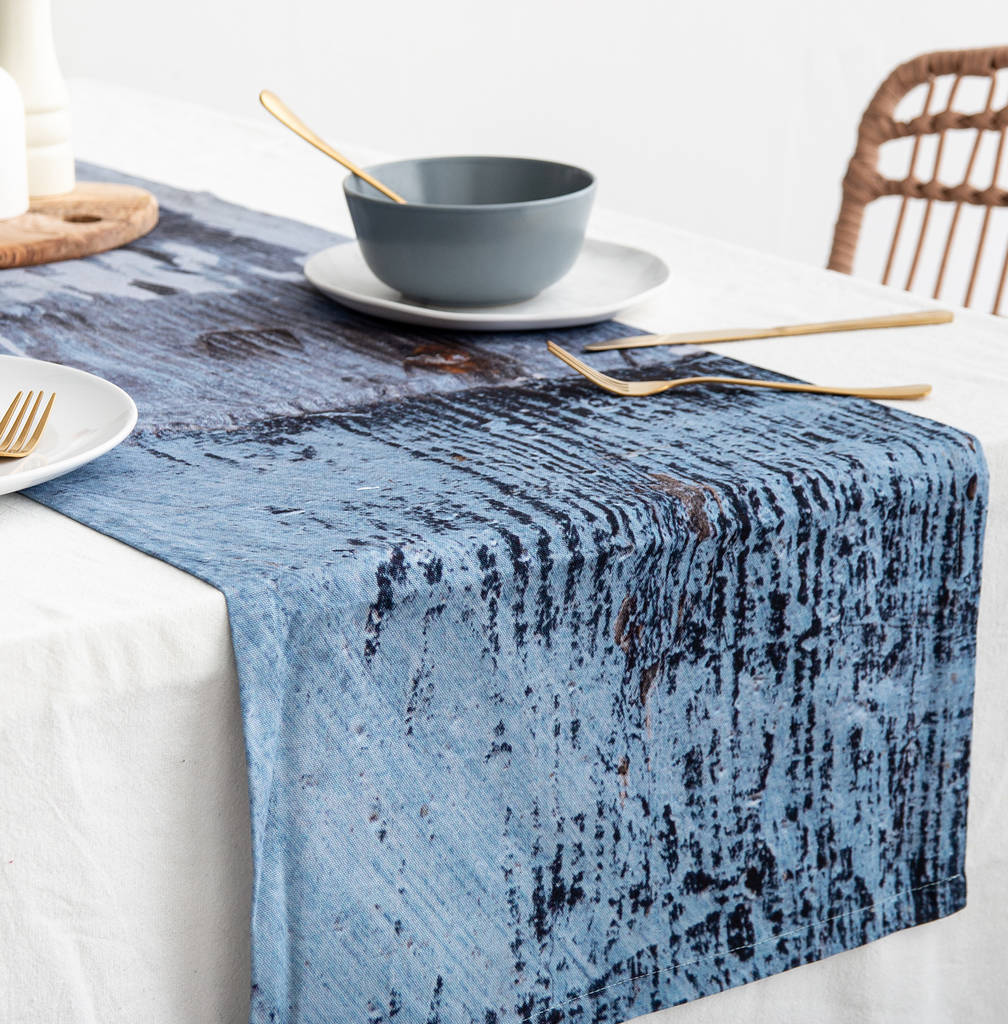 Abstract Textured Cotton Table Runner 'Breeze', 1 of 5