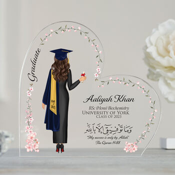 Personalised Graduation Muslim Heart Plaque Gift, 2 of 11