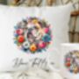 Personalised Bulldog Summer Floral Dog Wreath Cushion And Mug Gift Bundle, thumbnail 1 of 4