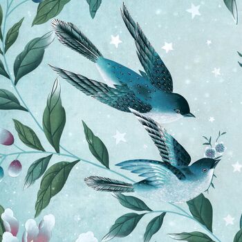 Birds, Flowers And Stars Bright Chinoiserie Print, 3 of 5