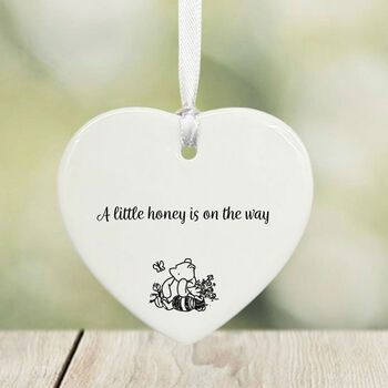 Personalised Little Hunny Pregnancy Bump Porcelain Heart Keepsake Gift, 2 of 2