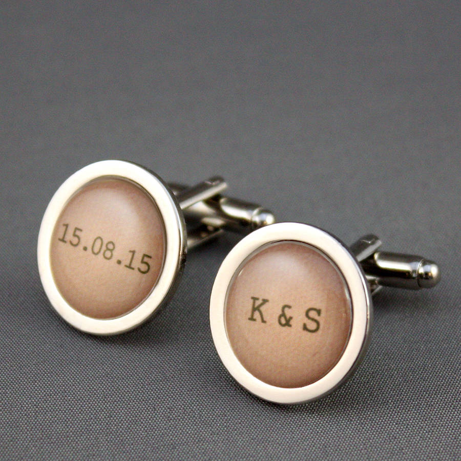 personalised vintage type wedding cufflinks by lily and louie