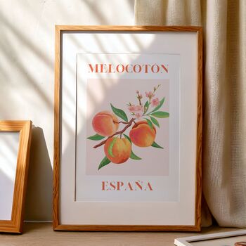 Spanish Peach Art Print Poster, Spain, Fruit, Hand Drawn, 4 of 4