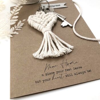 New Home Macramé Keyring Personalised Card, 5 of 8