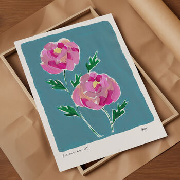 Peonies Hand Painted Art Print, 3 of 6