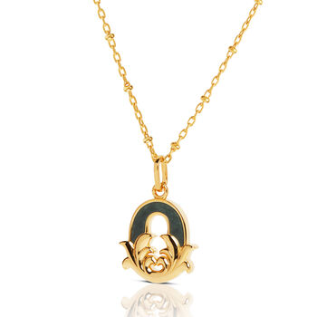 Gold Plated O Initial Necklace With Green Marble, 2 of 6