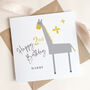 Personalised 1st / 2nd Birthday Card: Grey And Yellow Giraffe Design, thumbnail 5 of 10