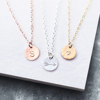 Personalised Hammered Initial Disc Necklace, 2 of 4