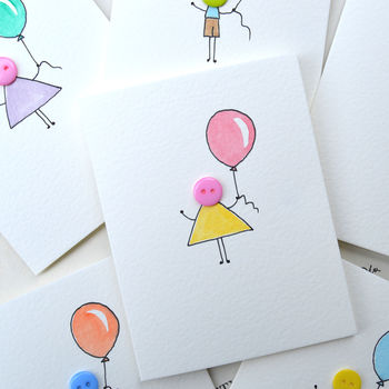 Pack Of Six Handmade Button Balloon Birthday Cards, 2 of 2
