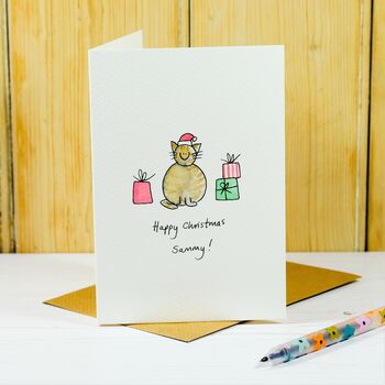 Personalised 'Christmas Cat' Hand Illustrated Card, 5 of 6