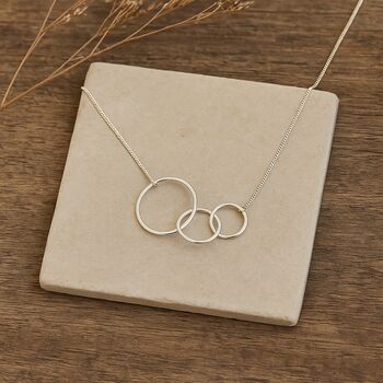 Sterling Silver Three Ring Infinity Necklace, 2 of 8