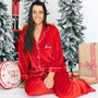 Womens Personalised Red Velvet Christmas Pyjamas, thumbnail 1 of 6