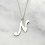 Sterling Silver Initial Necklace In A Romantic Script, thumbnail 2 of 8