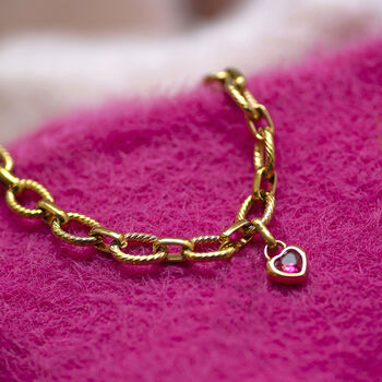 Chunky Birthstone Heart Charm Bracelet, 2 of 6