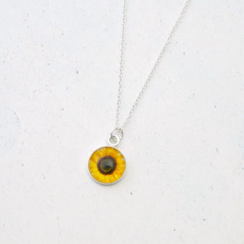 Sterling Silver Tiny Sunflower Necklace, 4 of 5