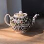 Two Cup Teapot In Black Strawberry Thief Design, thumbnail 1 of 5