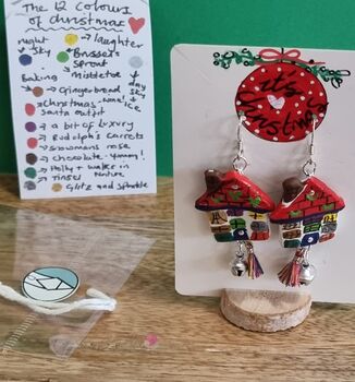 Gingerbread Colourful House Stand Up Earring Gift, 5 of 10