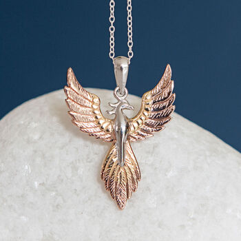 Personalised Gold Plated Sterling Silver Phoenix Necklace, 3 of 11