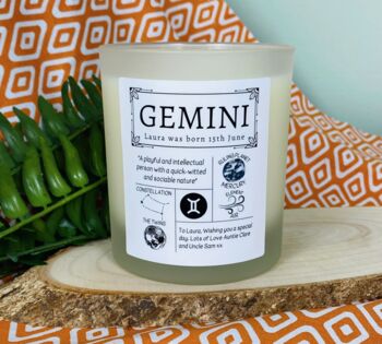 Personalised Gemini Horoscope Star Sign Candle, 3 of 11