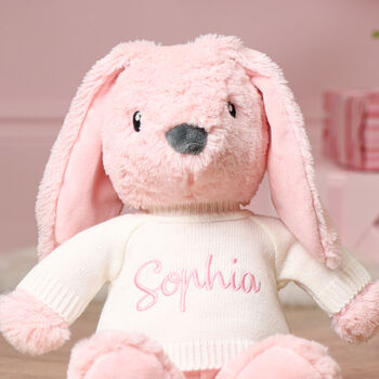 Personalised Max And Boo Large Bunny Soft Toy In Pink, Lavender And Amber, 5 of 11