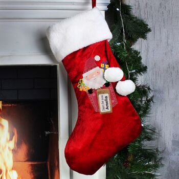 Personalised Santa Claus Red Plush Stocking, 3 of 4