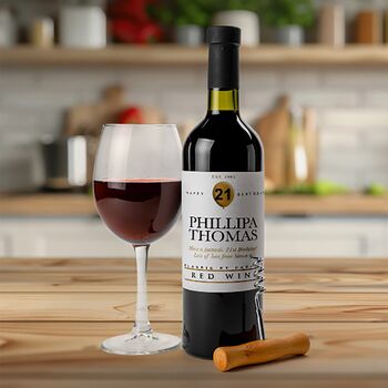 Personalised Birthday Red Wine Bottle With Any Name, Age And Message, 2 of 4