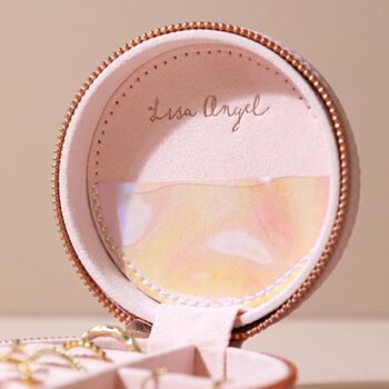 Personalised Birth Flower Round Travel Jewellery Case, 8 of 12