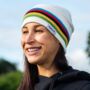 Uci White Rainbow Stripes Beanie, thumbnail 2 of 2