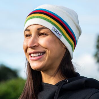 Uci White Rainbow Stripes Beanie, 2 of 2