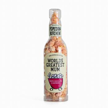 World's Greatest Mum White Chocolate And Raspberry Popcorn Gift Bottle, 80g, 3 of 3