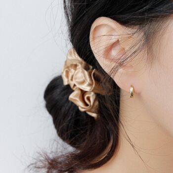 Sterling Silver Geometric Faceted Hoop Earrings, 2 of 5