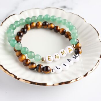Couples Boyfriend Personalised Gemstone Beaded Bracelet Set, 9 of 10