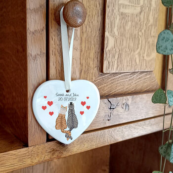 Personalised Cat Wedding Heart Keepsake, 7 of 7