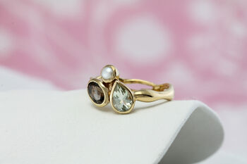 Smoky Quartz, Green Amethyst And Pearl Ring, 3 of 9