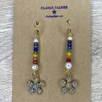 Pearl Daisy Rainbow Earrings, 2 of 9