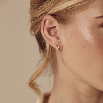 Gold And Diamante Wave Huggie Hoops, 4 of 5