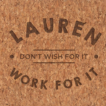 Personalised 'Work For It' Motivational Cork Notebook, 6 of 7
