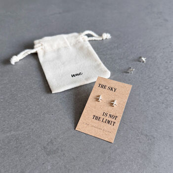 Sky Is Not The Limit Sterling Silver Airplane Earrings, 3 of 7