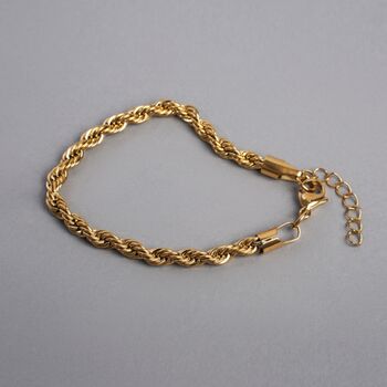 Steel Silver Chunky Rope Bracelet Adjustable Chain, 8 of 11