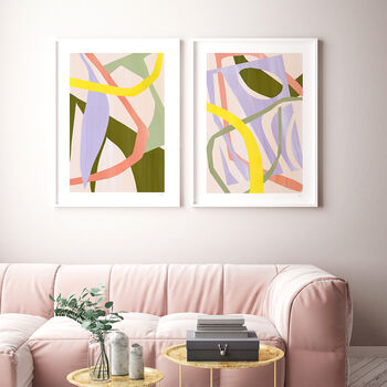 Pastel Abstract Cut Out Shapes Prints Set Of Three, 3 of 10