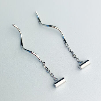 Sterling Silver Bar Spiral Threader Earrings, 2 of 5