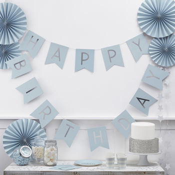 Pastel Blue And Silver 'Happy 1st Birthday' Bunting, 3 of 3