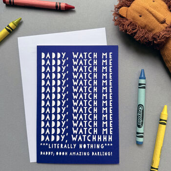 Funny Daddy Watch Me! Father's Day Card From Young Children, 3 of 6