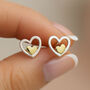 Sterling Silver Double Heart Stud Earrings, thumbnail 1 of 9