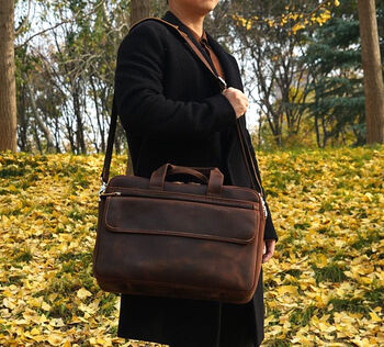 Vintage Look Leather Briefcase, 5 of 12