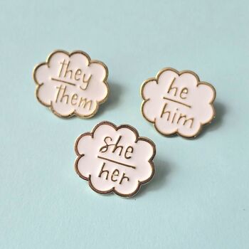 Pronoun Cloud Enamel Pin Badges, 2 of 4