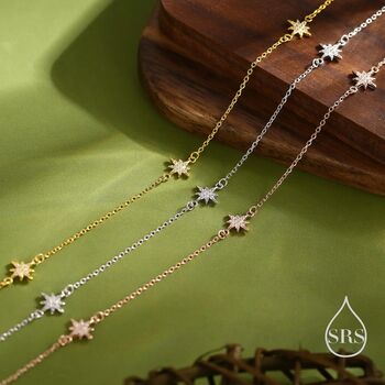 Starburst Cz Necklace In Sterling Silver, 9 of 12